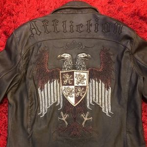 Genuine Leather Affliction Biker Jacket Size M